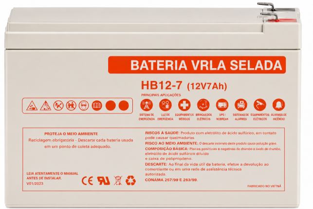Bateria VRLA Selada 12V 7Ah para Guinchos e Nobreaks