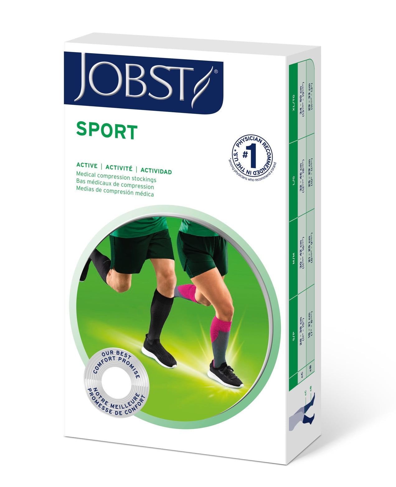 Meia de Compressão Esportiva 3/4 Jobst Sport 20-30 mmHg