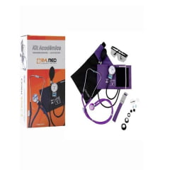 KIT ACADEMICO APARELHO PRESSAO NYLON VELCRO COM ESTETO RAPAPORT ROXO P A MED