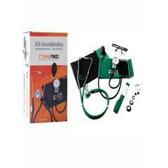 KIT ACADEMICO APARELHO PRESSAO NYLON VELCRO COM ESTETO RAPAPORT VERDE P A MED