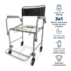 Cadeira De Banho Dobrável 120 Kg D40 Dellamed																			