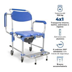 Cadeira de banho estofada até 150 kg D60 Dellamed									