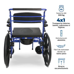 Cadeira de Banho Higiênica Dellamed D70 em Alumínio até 200kg